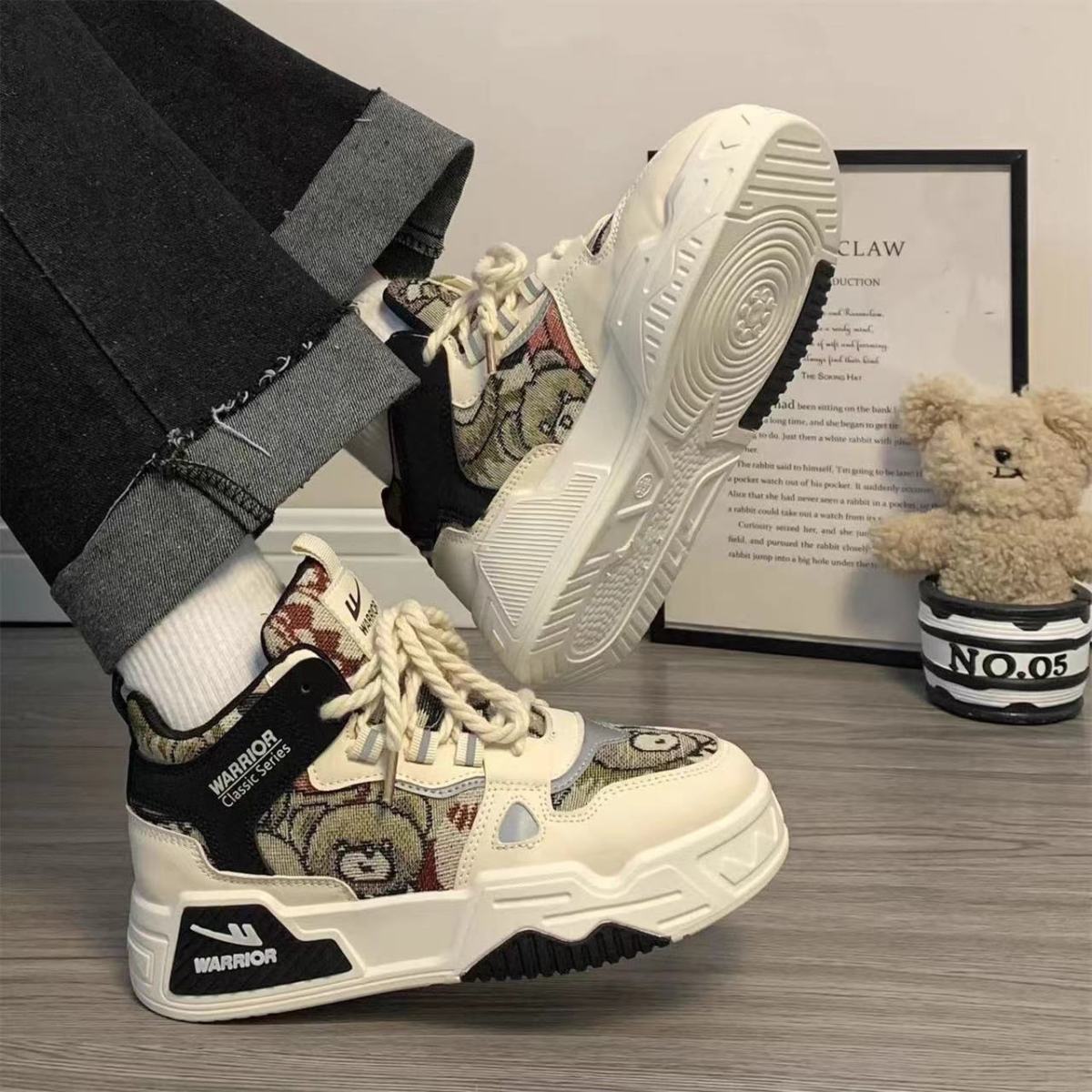 Warrior Удобная женская обувь с рисунком медведя из мультфильма. Высокие туфли — фото 12