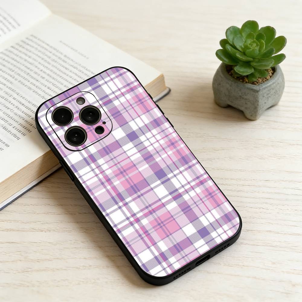 Fashionable Classic Plaid Pattern  Phone Case For iPhone 17,16,15,14,13,12,11 Plus,Pro Max,XS,Soft Silicone Black Cover