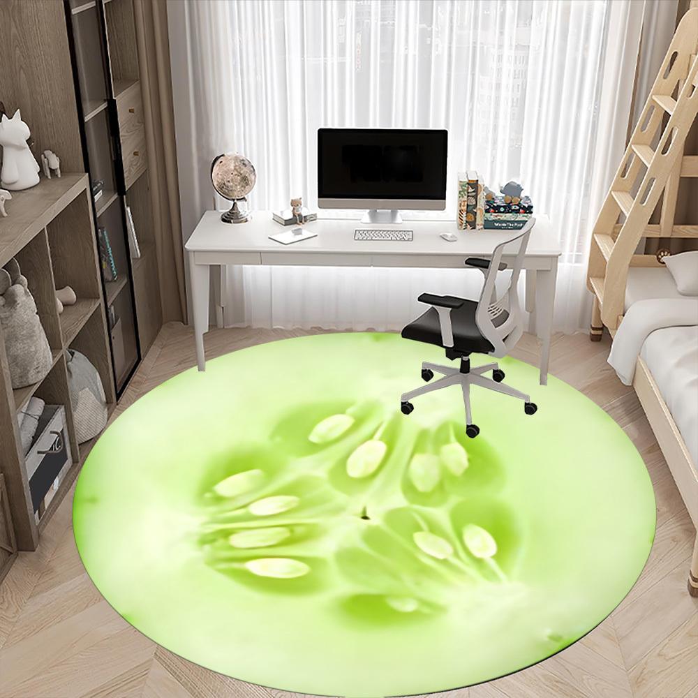 1pc Cucumber Slice Office Round Area Rug, Indoor Mat Suitable For Office, Under Office Chairs Bedroom Living Room Home Decor, Room Deco