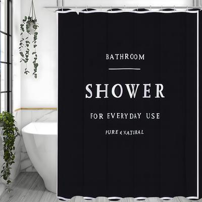 Minimalist English White Black Shower Curtain, Bathroom Decorative Shower Curtain, Waterproof Shower Curtain with Hooks