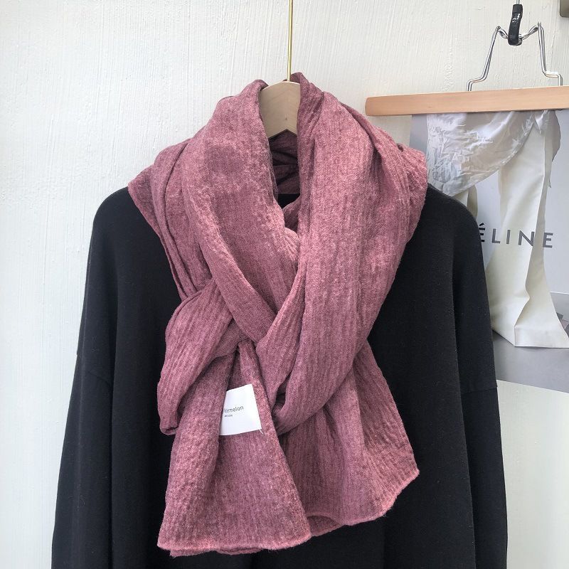 Retro Trendy Cotton and Linen Large-sized Long Scarf Shawl Versatile Winter Solid Color Scarf
