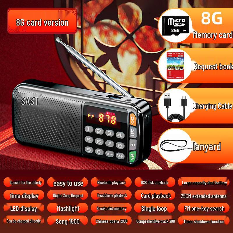 Xianke 2025 Portable Rechargeable Radio & Speaker for Seniors