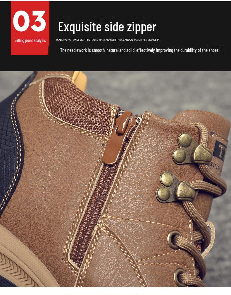 Men's Cotton and Wool Snow Boots - Non-Slip, Thickened, Warm Outdoor Winter Shoes