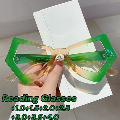 Big Frame Butterfly Reading Glasses Vintage Anti Blue Light Far Sight Eyeglasses Women Luxury  Designer Trendy Eyewear +3.5