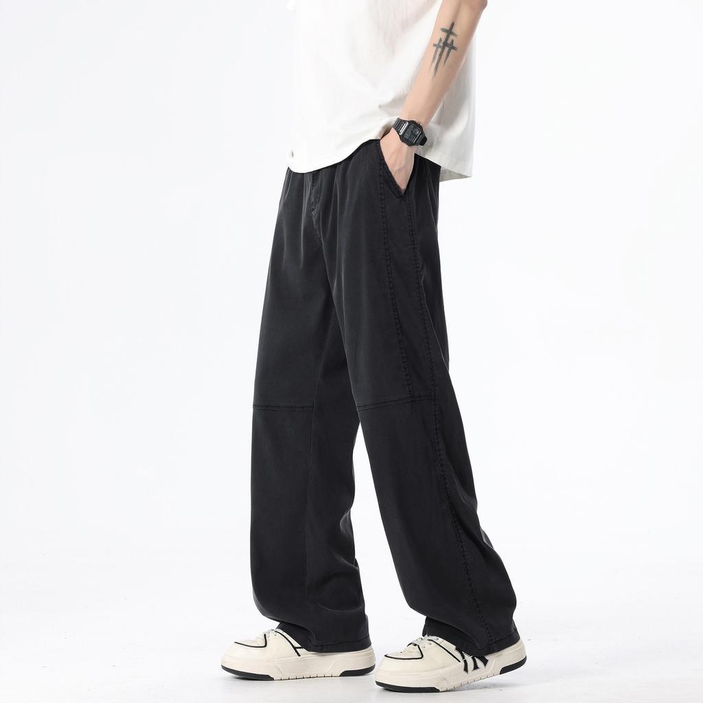 Special Drive DNU Model, Summer Loose Straight Drape Trousers Boys Trendy Brand Sports Wide Pants Black