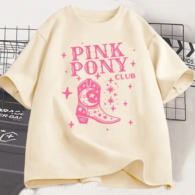 Pink Pony Club Chappell Roan Cowgirl Boots T-shirt Women Hip Hop Fashion Country Music T Shirt Lady Girl Fashion Tee Streetweawr