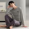 Pajamas Men'S Spring And Autumn Autumn Cotton Long Sleeve Autumn Casual Pullover Large Size Men'S Loungewear Set