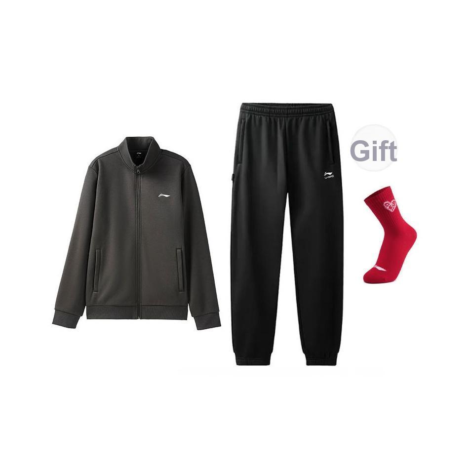 

Li-Ning Fashionable Versatile Hoodless Stand Collar Sweatshirt Cardigan Comfortable Cuffed Long Pants Casual Sports Suit AWDVG71-3+AKLVC99-1 4XL
