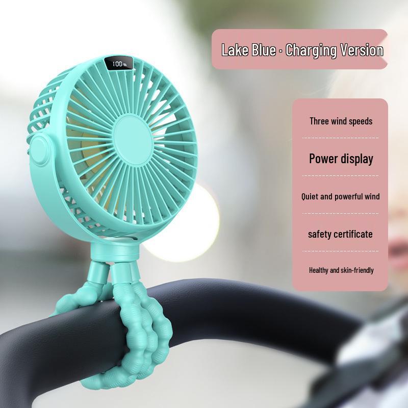 Portable Octopus Baby Stroller Fan, USB Rechargeable, Foldable, Handheld, Desktop Mini Fan Tripod Stroller Fan