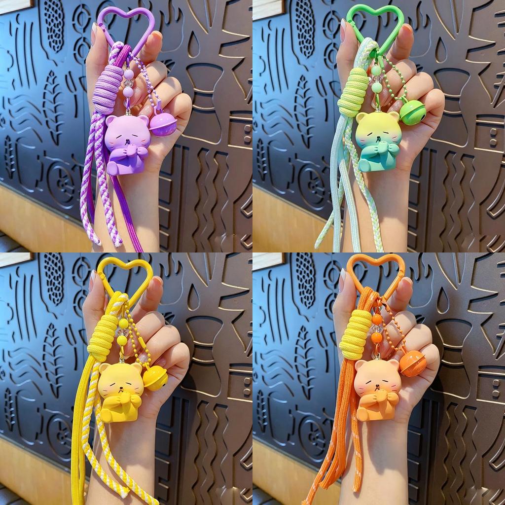 Keychain With Resin Cat Pendant For Mobile Phone And Bag Accessory