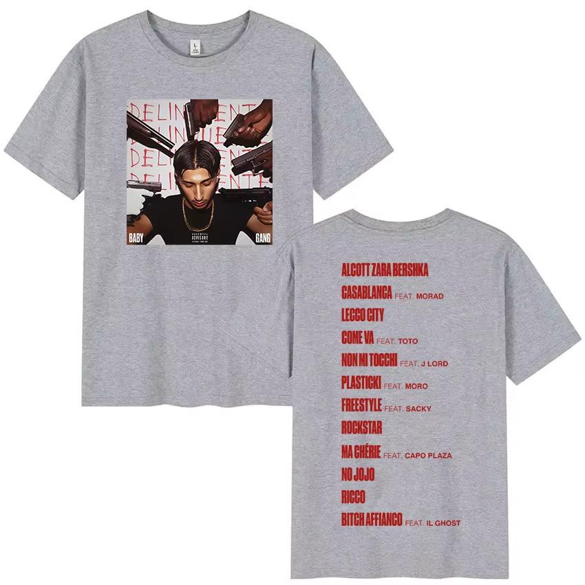 

Репер Baby Gang Тур Обкладинка Нового Альбому Футболка Чоловіча Хіп-Хоп Готична Футболка з Коротким Рукавом Мода Поп-Музика Бавовняні Футболки Вуличний Одяг S