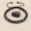 Natural Dragon Blood Stone Hematite Beads Braided Charm Bracelet & Bangle Handmade Men's Bracelet Women Fashion Jewelry Gifts
