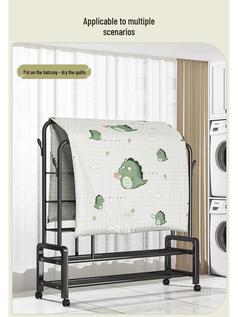 Floor-Standing Indoor Clothes Drying Rack and Coat/Hat Rack for Bedrooms and Dorms.