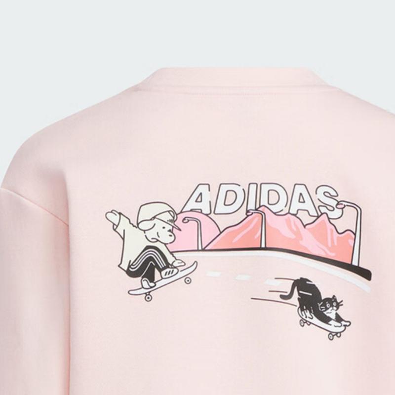 adidas Lässiges Sportset Leichte Sportserie Pullover Rundhalsausschnitt Langarm Gestreift Locker Bequeme Hose 2-teiliges Set Kinder-Sets KC2824