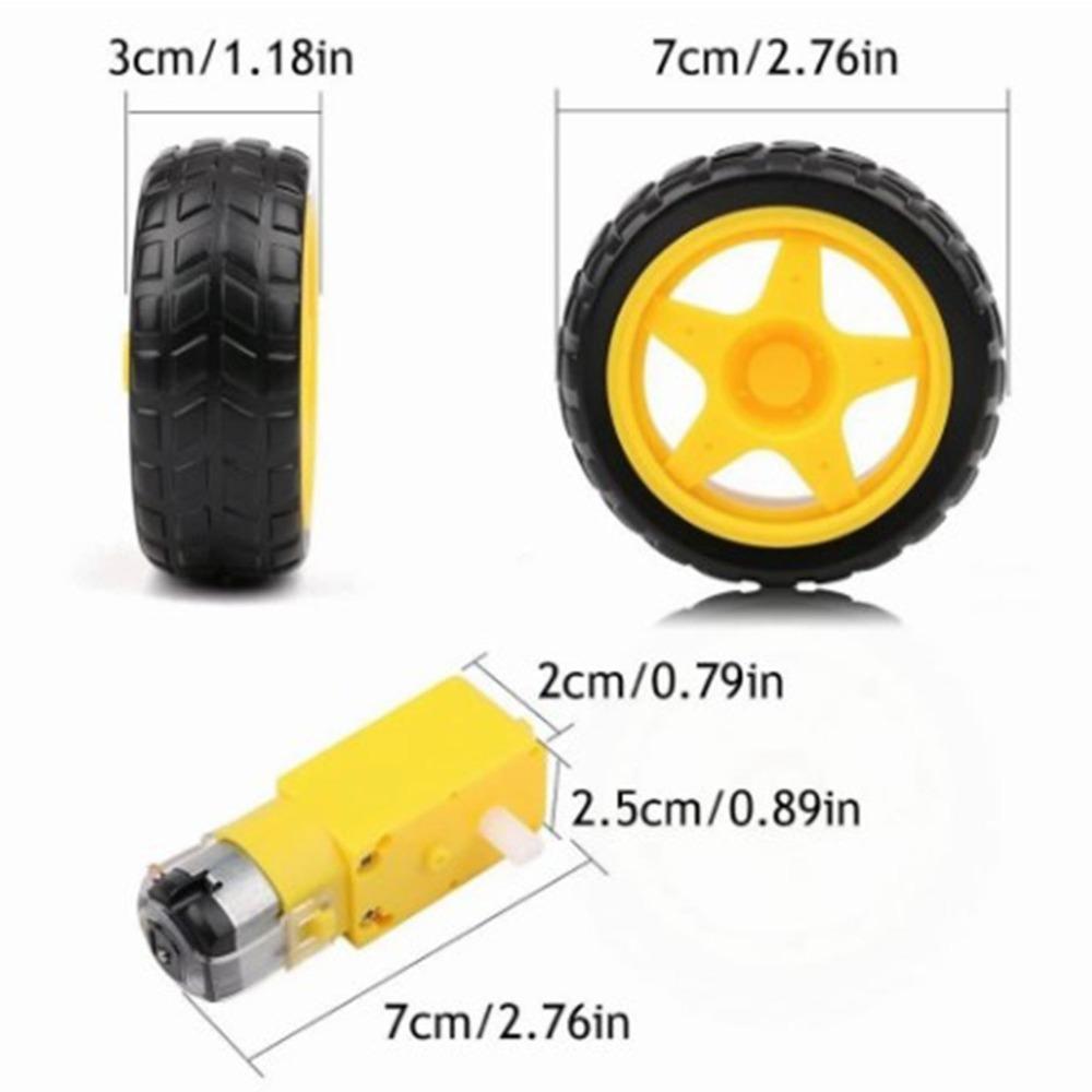 4 Sets Durable Ratio 1:48 TT Motor Dual Shaft 200RPM Tire Wheel Kit DC 3-6V RC Vehicle Accessories for Smart Car Robot