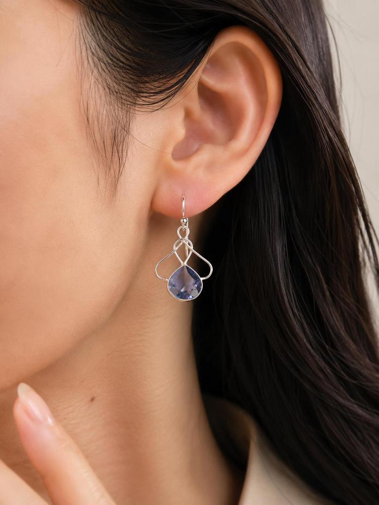 Iolite Gemstone Silver Drop/Dangle Earrings 925 Sterling Silver Women's Jewelry For Gift EE-2-9