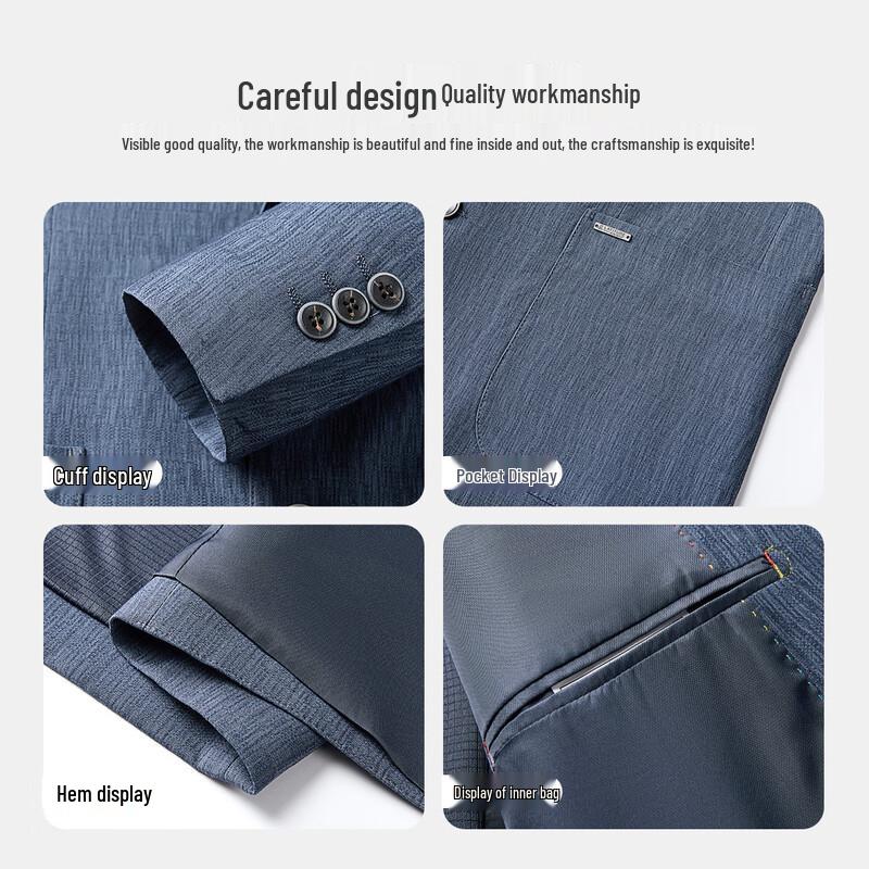 MONTAGUT Men's Ripple Texture Business Casual Suit Jacket