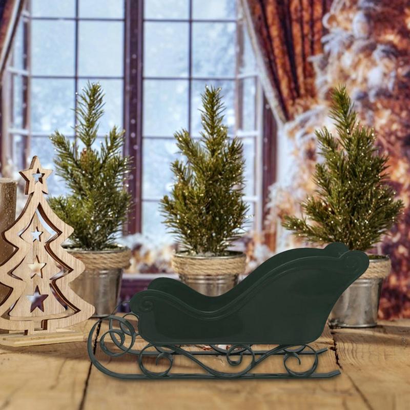 Home Christmas Sleigh Decor Party Theme Decoration Santa Sleigh Decoration Sleigh Sculpture Winter Decor Hanging toy gifts