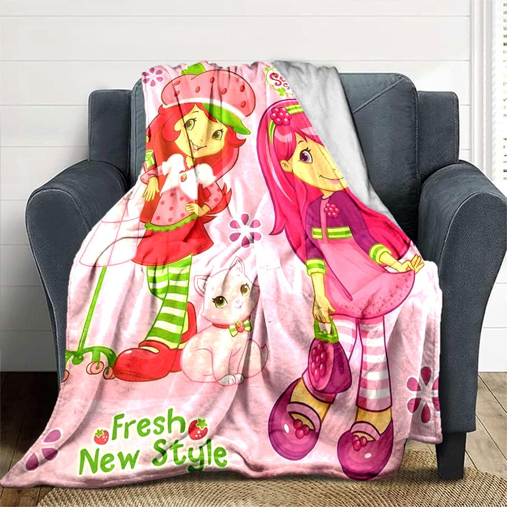 1pc Princess Strawberry12 Blanket, Gift, for Men and Women, Soft Blanket, Good for Sofa Bed Couch Travel, Lightweight Flannel Blanket