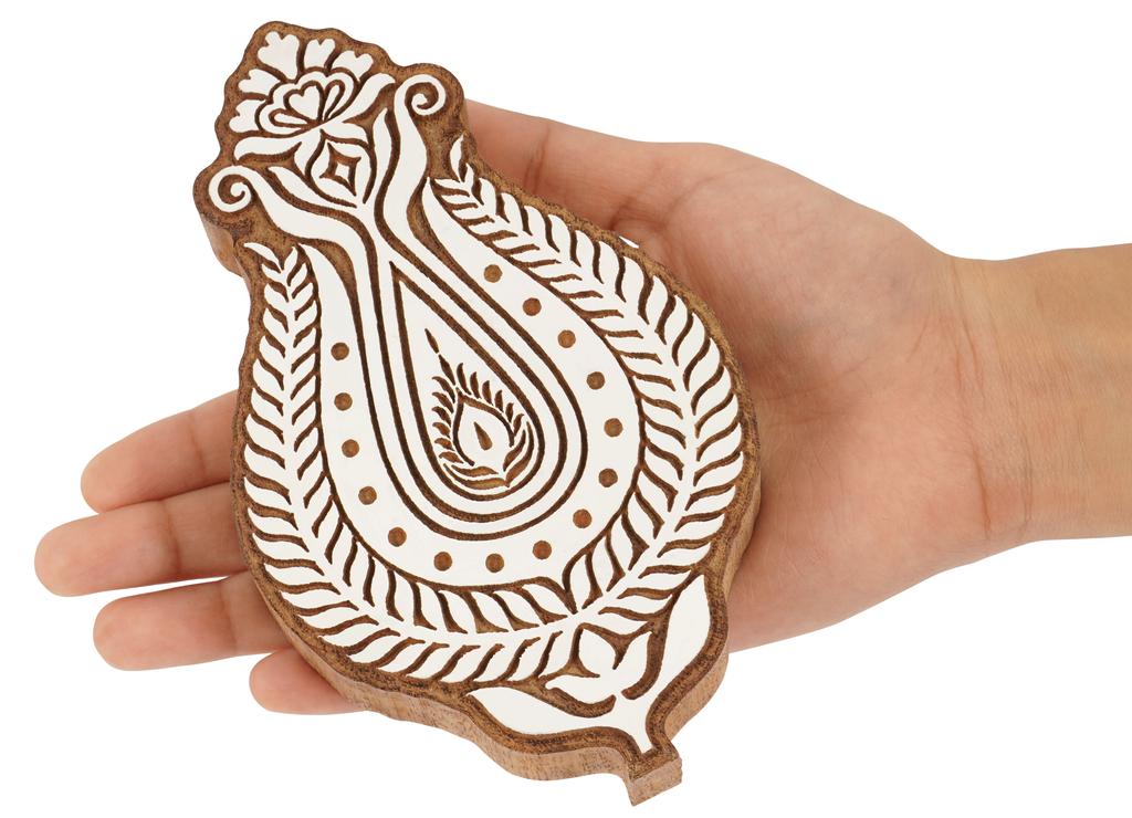 IBA Indianbeautifulart Textile Printing Block Asian Motif Hand Carved Wooden Stamp Wood Block Printing Textile Stamp For Fabric  Pottery Blocks- 5