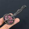 Rhodonite Handmade Copper Wire Wrap Guitar Pendant 3.1 K5g61