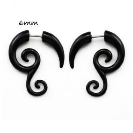 Fashion Black Horn Earrings For Women Hip-hop Acrylic Ear Stud Stainless Steel Anti-Allergies Earrings Gothic Spiral Ear