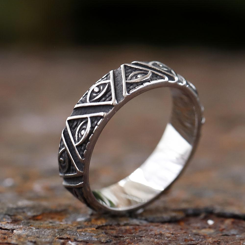 

NEW Eye of Horus Rotating Ring Stainless Steel Ancient Egyptian Jewelry Triangular Pyramid Design 8