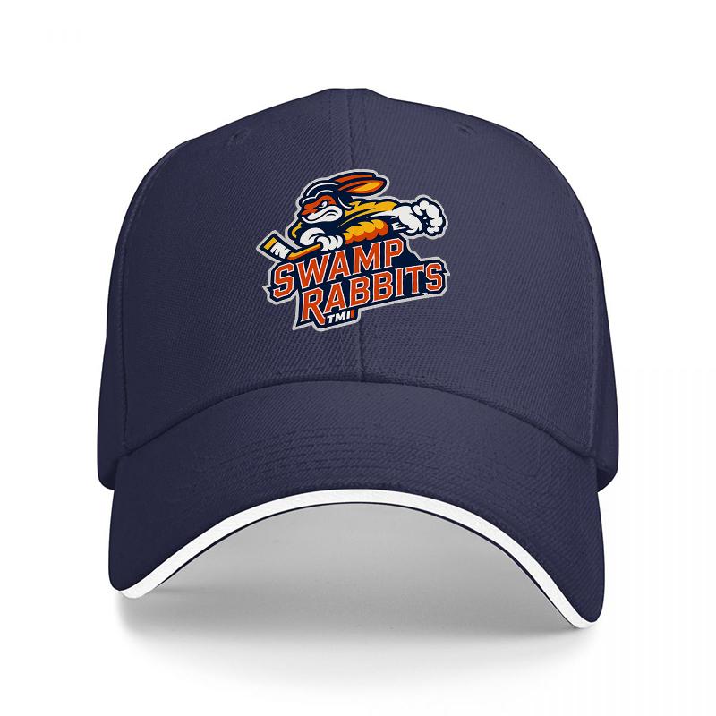 SWAMP RABBITS BASEBALLKAPPE SCHWARZ VERSTELLBARER SITZ TEAMLOGO BESTICKTE MÜTZE FÜR Unisex UND Frauen SPORTFAN ACCESSOIRE