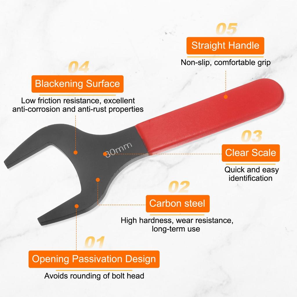 Uxcell 80mm Single 15 Degree Offset Small Flat Head Blackening Wrench with Red Suitable for Automotive Repair and Furniture Assembly Open-End Wrench,