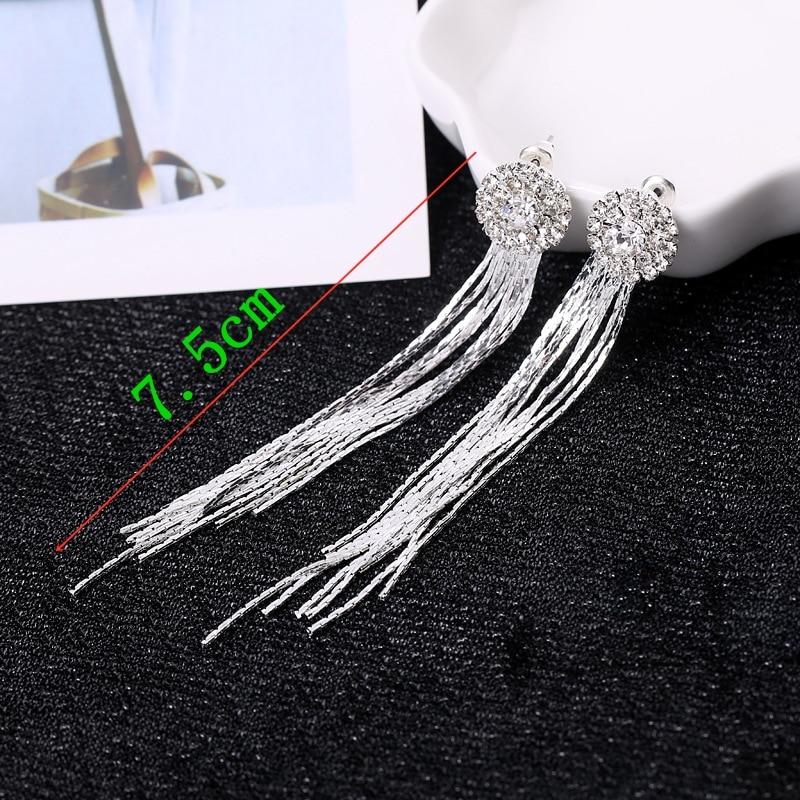 Korean Stylish Fashionable Jewelry Personality Women Temperament Crystalline Tassel Earrings Bridal Earrings Long Earrings OorbellenFashion Jewelry