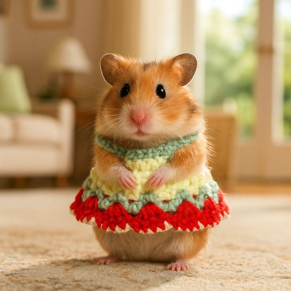 Handmade Hamster Knitted Skirt Warm Animals Dress Hamster Outfits Hamster Clothes Photography