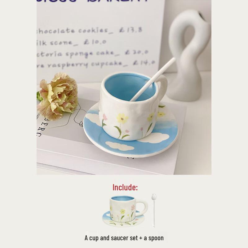 Hand-pinched Ceramic Coffee Cup and Saucer Set