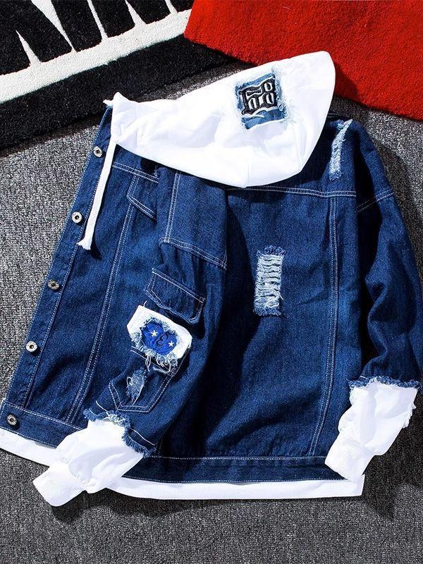 Men's Trendy Korean Style Denim Patchwork Baseball Jacket – Versatile Spring & Autumn Casual Wear