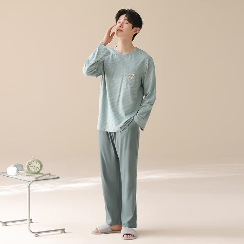 FenTeng Men's 100% Cotton Casual Pajama Set