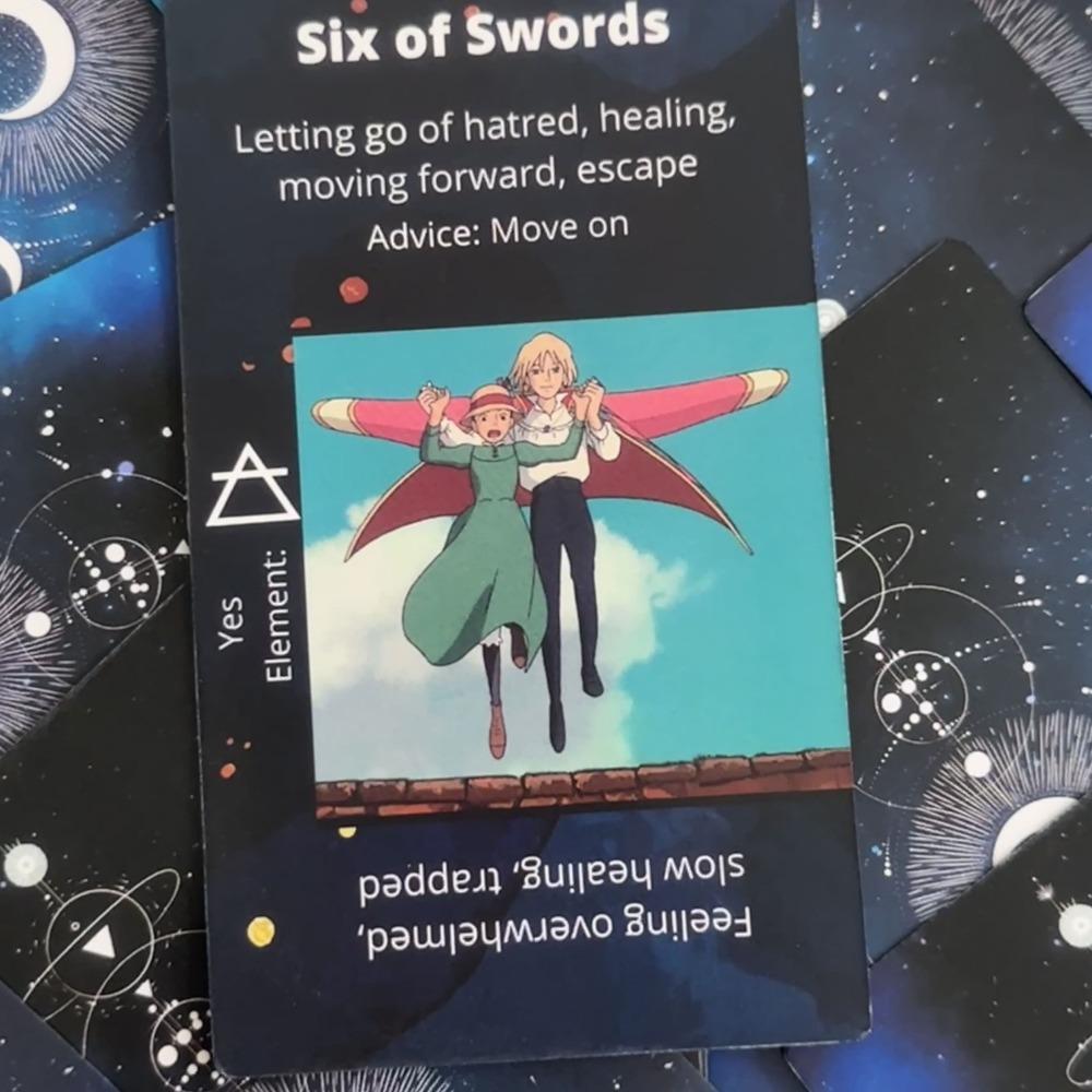 12*7cm H.ER Tarot Japanese Anime Themed 78 Pcs Cards Based On Howl's Moving Castle Ghibli Style Positive and Negative Keywords