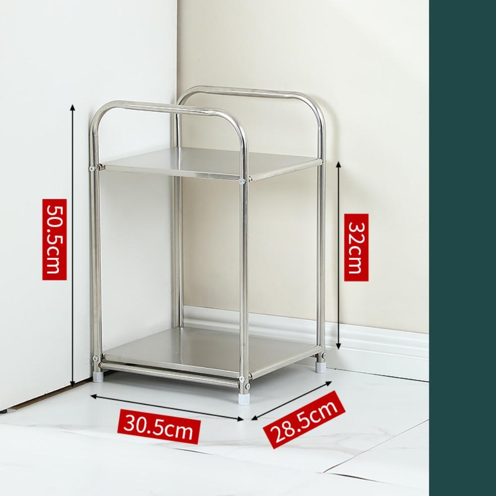 Stainless Steel Bathroom Storage Shelf 2/3 Tier Heavy Duty Bedroom Rack Minimalist Bookshelves Nightstand Living Room Decor