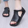 Leather Flat Bottomed Mother's Shoes Sandals with Soft Soles, Comfortable and Versatile, Exposed Toe, Anti Slip and Wear-resistant Women's Shoes