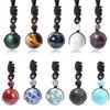 Healing Crystals Necklace Natural Tiger Eye Amethyst Lucky Blessing Protection Chakra Beads Stone Pendant for Women Men
