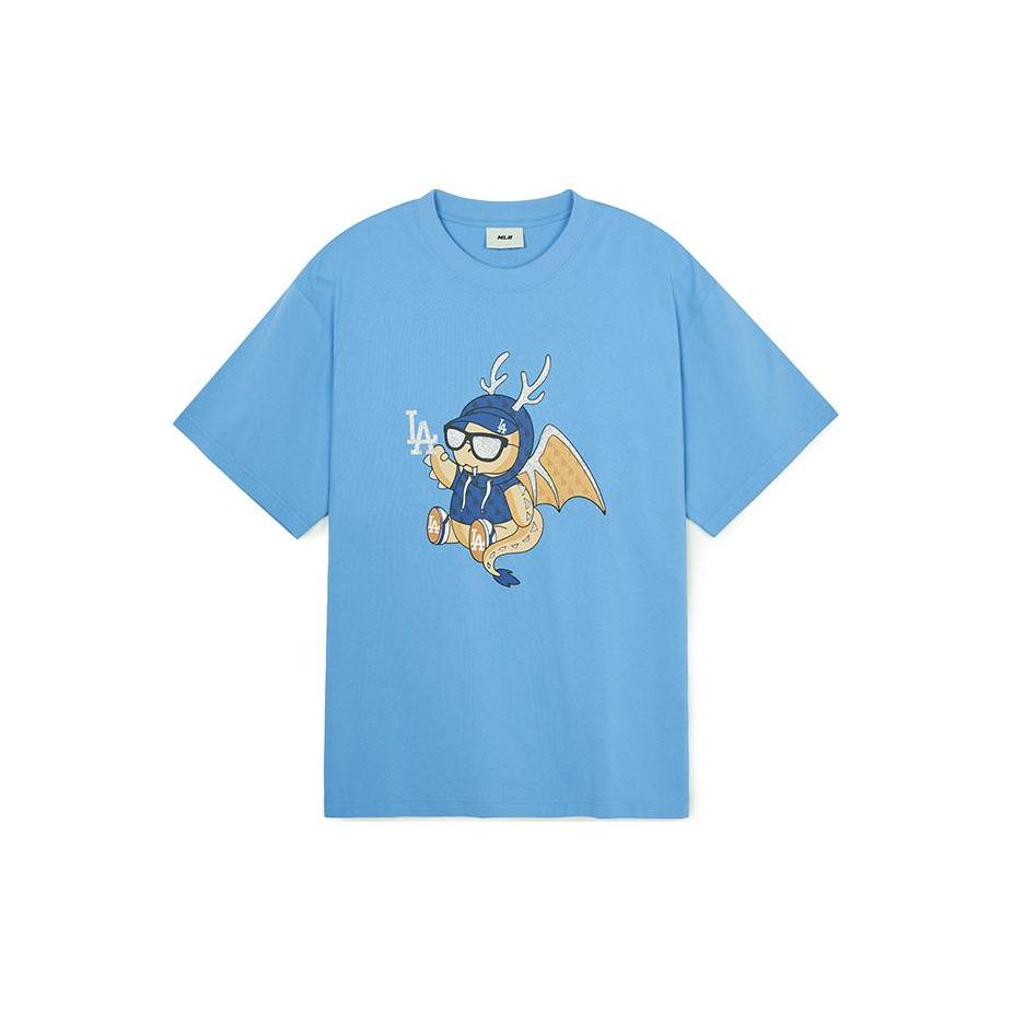 New MLB SS24 Set-in Sleeve T-Shirt Unisex Light Blue 3ATSQ0141-07BLL