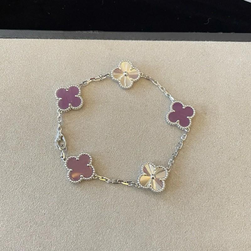 Clover Bracelet CNC Buckle Thick Chain Rose Gold Red Agate Black Agate Lucky Bracelet for Women