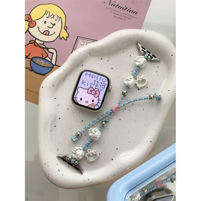 Summer Cute Kt Cat Braided Rope For Iwatch10987Se Apple Watch With Xiaomi 9 Pro Huawei Gt5