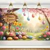 2D Easter Floral Garden Backdrop Cloth 2D Print Colorful Eggs Home Wall Hanging