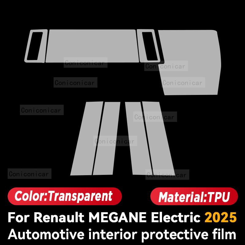 For ENAULT MEGANE Electric 2025 Car Interior Center Console Transparent TPU Protective Film Anti-scratch Repair Accessories