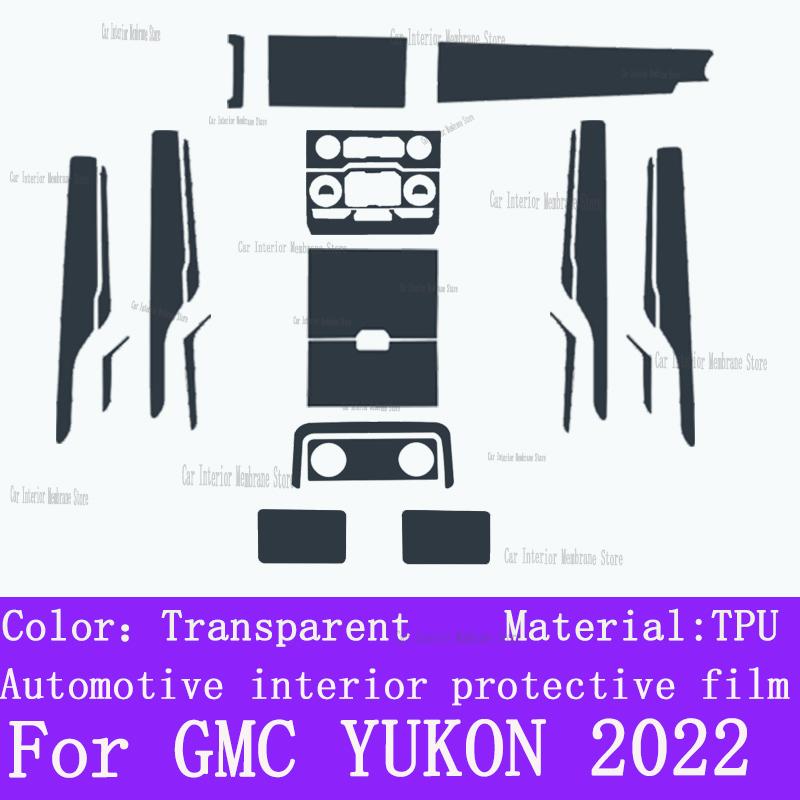 For GMC YUKON () Navigation Center Console Gear Panel Screen TPU Car Interior Protective Film Anti-Scratch Sticker