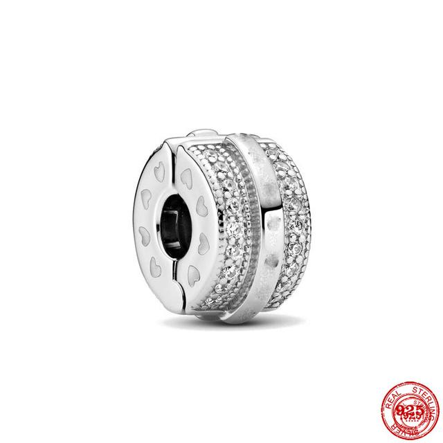 Neue 925 Sterling Silber Blue Planet Funkelnde herzförmige Clip-Charm-Perlen Fit Original Fashion-Armband DIY Schmuck für Frauen