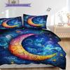 New Moon Pattern Bedding Quilt Set Quilt Cover Pillowcase Home Decoration Birthday Gift (1 * Duvet Cover + 2 * Pillowcase, Without Core)