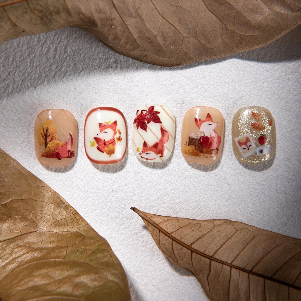 Cyansea Autumn Fox & Maple Leaf Nail and Phone Case Stickers