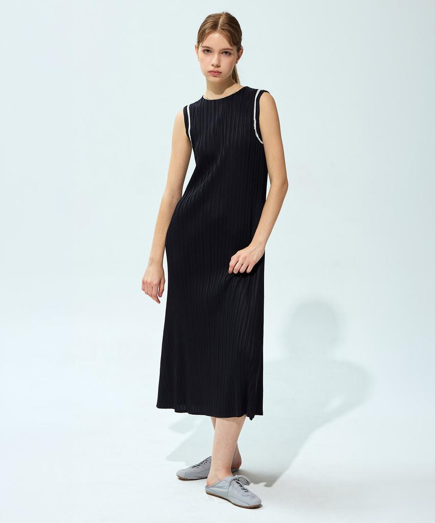 Waiowai Color Block A-Line Pleated Dress_2 Colors