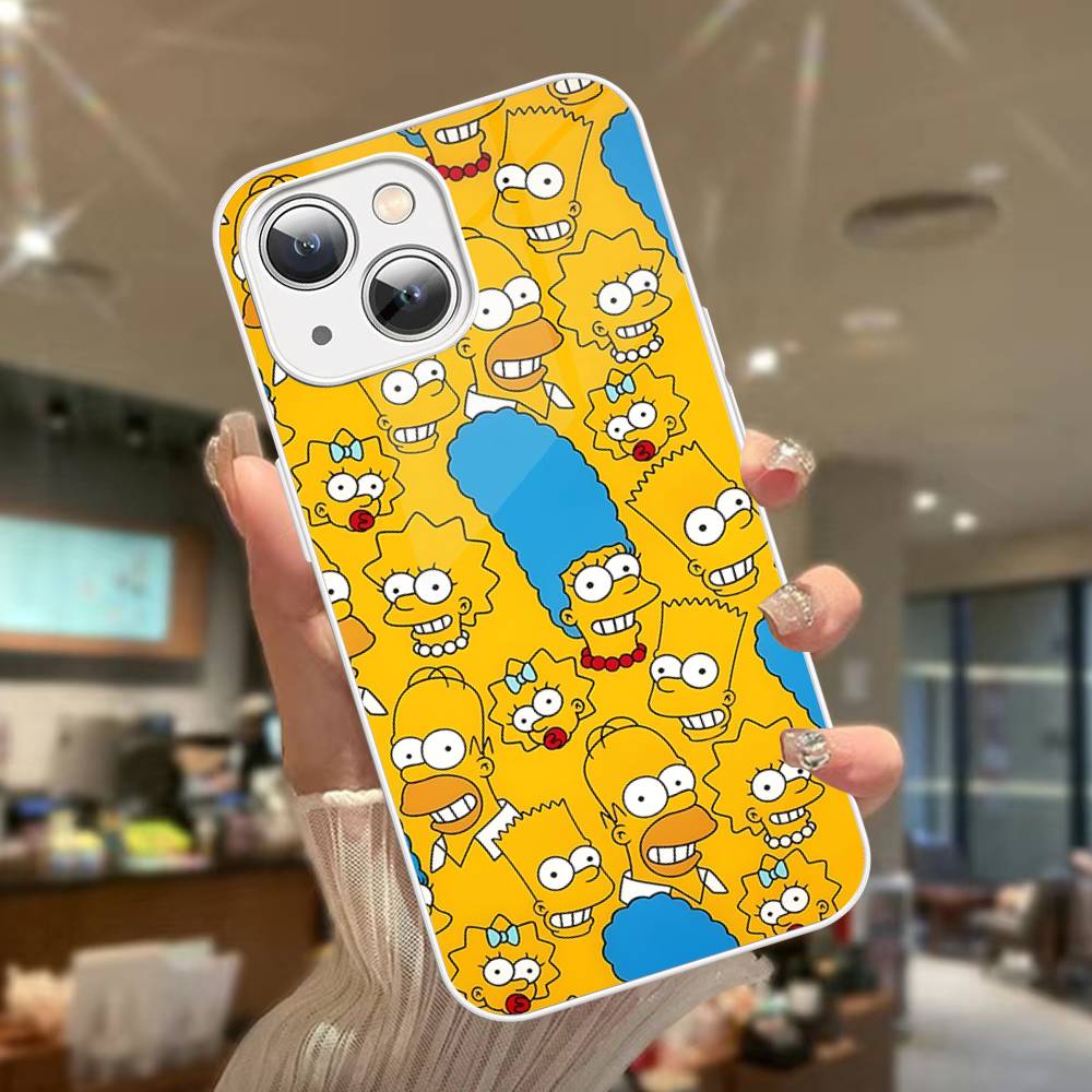Cartoon The S-Simpsons Tempered Glass For Iphone 14 13 12 11 Pro Mini XS MAX 14Plus X XS XR Cover