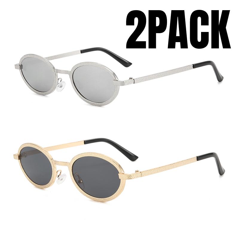 

2PACK New Retro Oval Sunglasses for Ladies Fashion Small Metal Frame Sunglasses Women Classic Brand Shades Trends Summer Unique